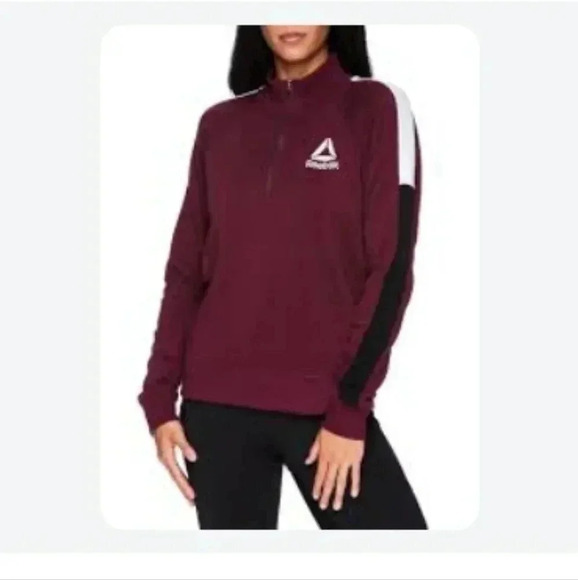💙🐾New Burgundy Reebok color block qtr zip - Picture 1 of 8